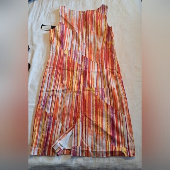 Chetta B women's size 12 verticle striped dress, bright multi color shift, NWT - Picture 6 of 8